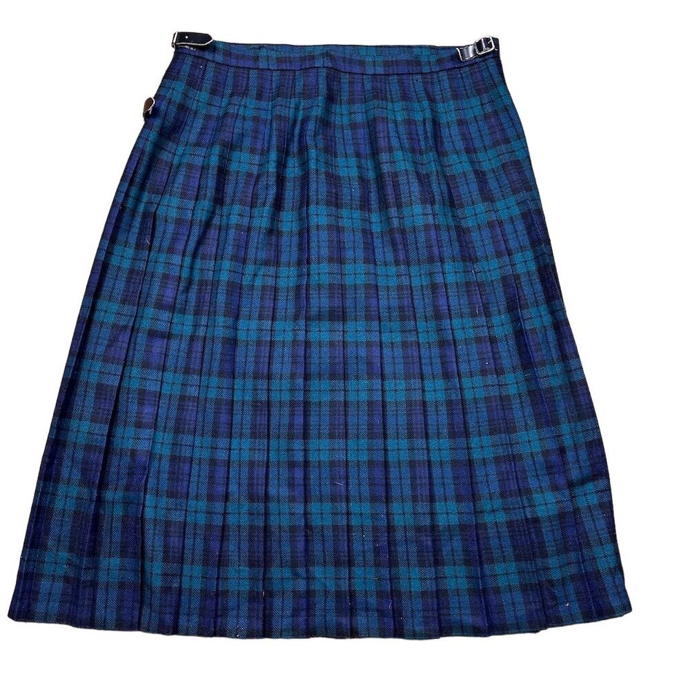 PRICE DROPPED! Blue and Green Plaid A-Line Skirt - Picture 5 of 8